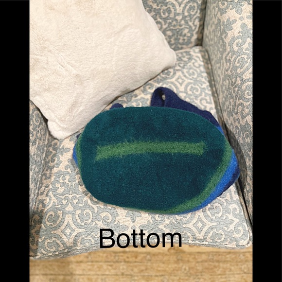 Large Felted Wool Blue/Green Stripe Tote Bag, Knitting Bag, Book Or Project Bag - Picture 4 of 5